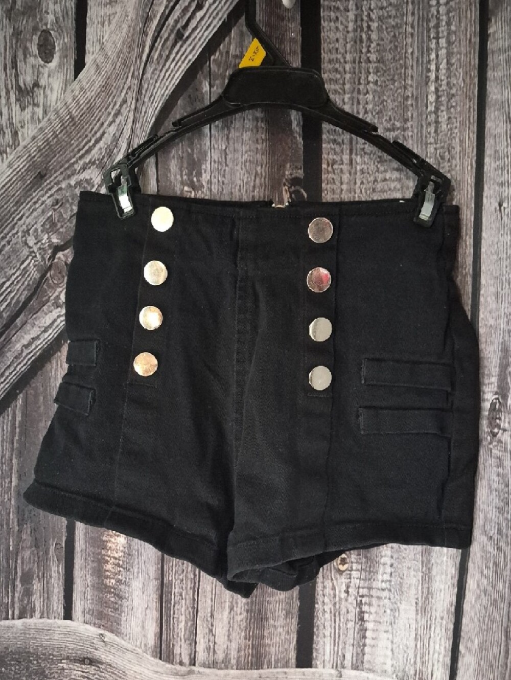 High-Waist Black Button-Front Women's Shorts